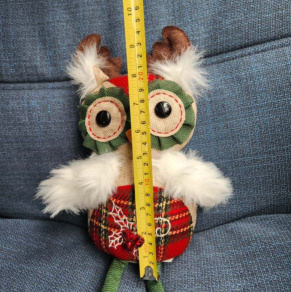 Pier 1 Christmas Owl Shelf Sitter Plush with Long Legs Burlap Pellet Sea… - Picture 6 of 6